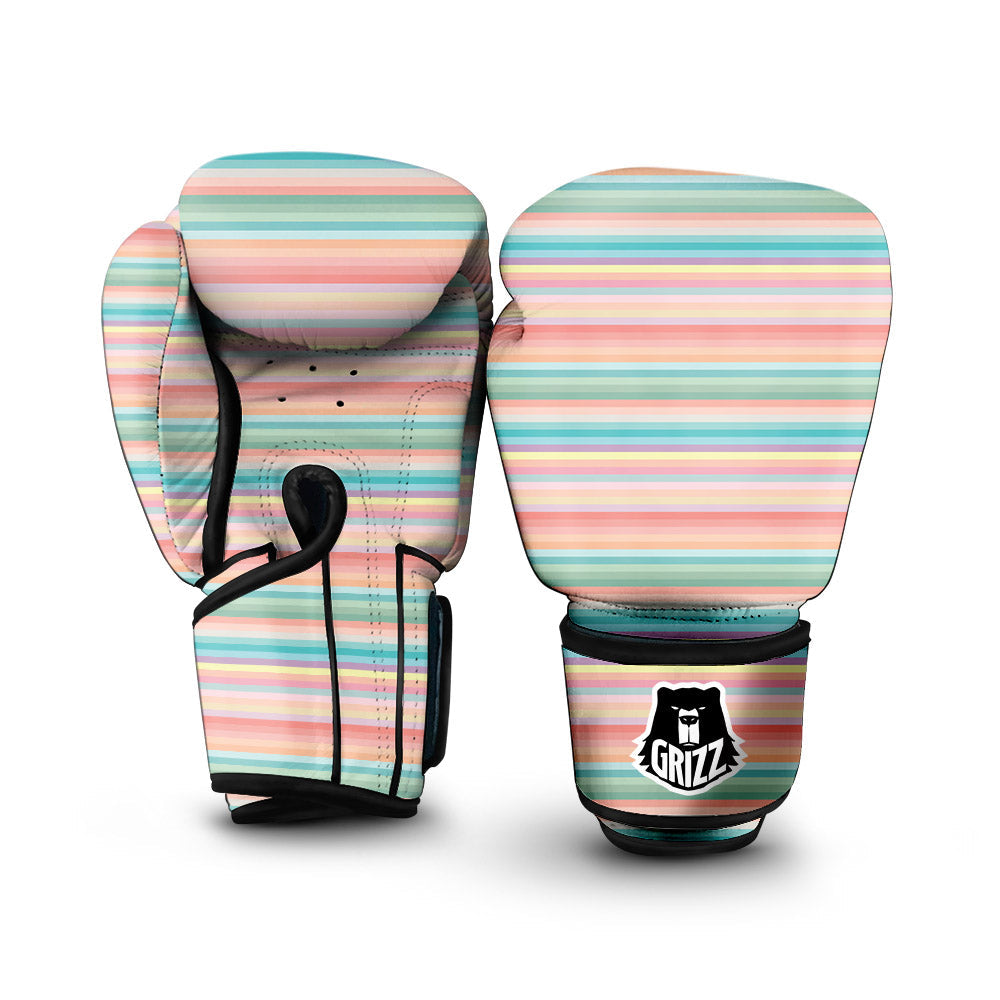 Striped Colorful Print Pattern Boxing Gloves-grizzshop