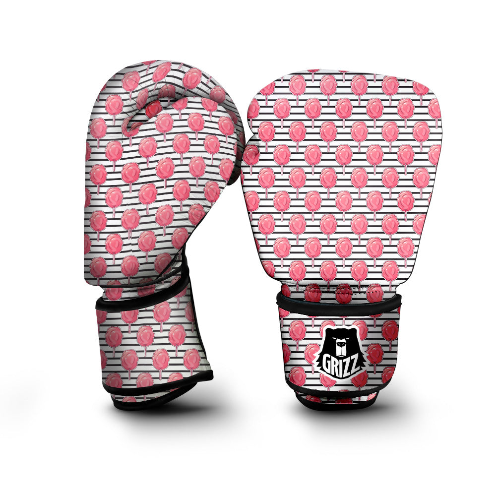 Striped Cotton Candy Print Pattern Boxing Gloves-grizzshop