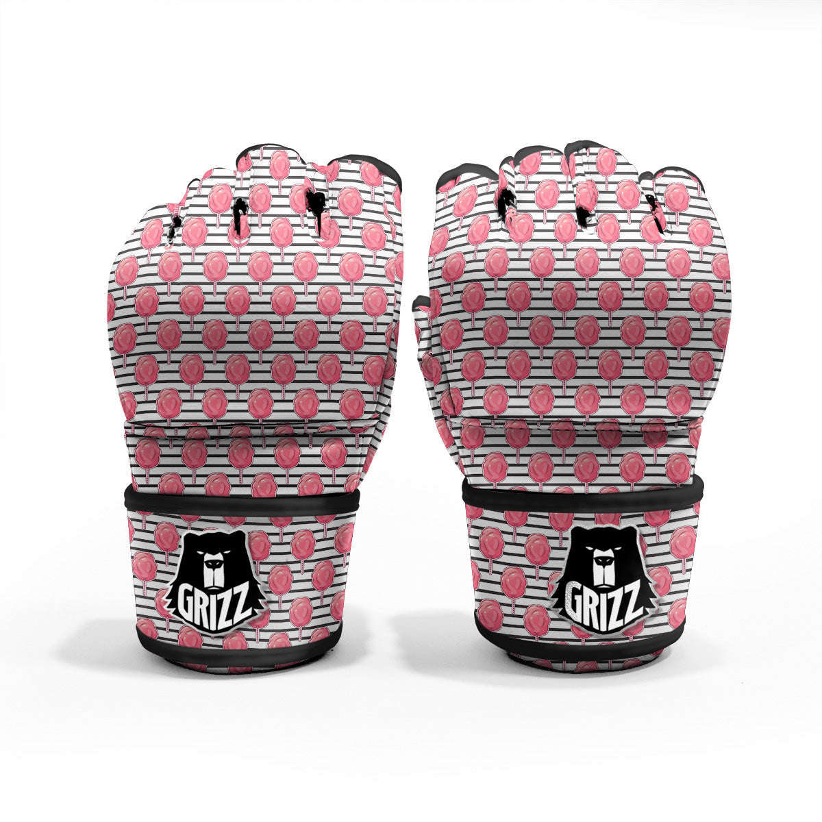 Striped Cotton Candy Print Pattern MMA Gloves-grizzshop