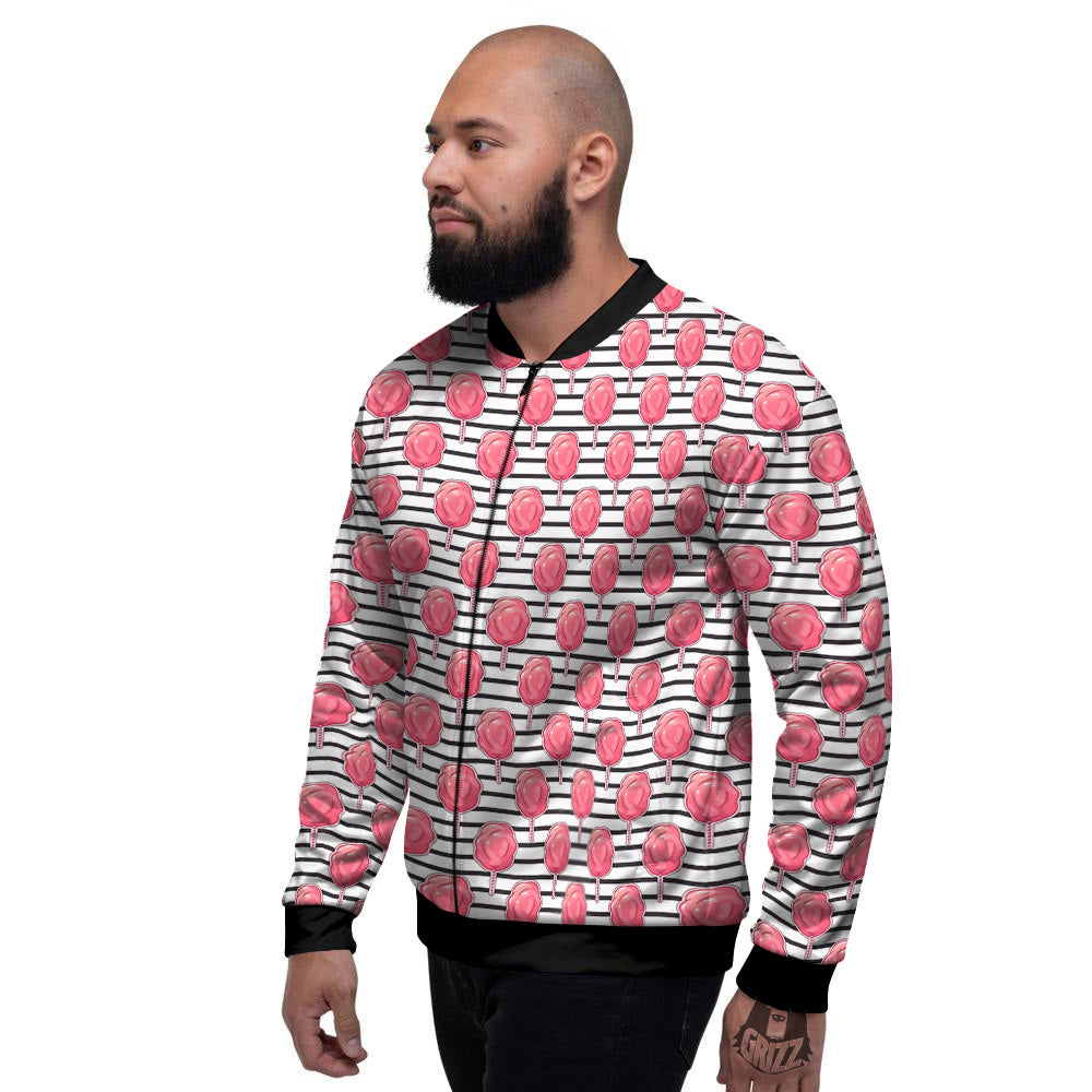 Striped Cotton Candy Print Pattern Men's Bomber Jacket-grizzshop