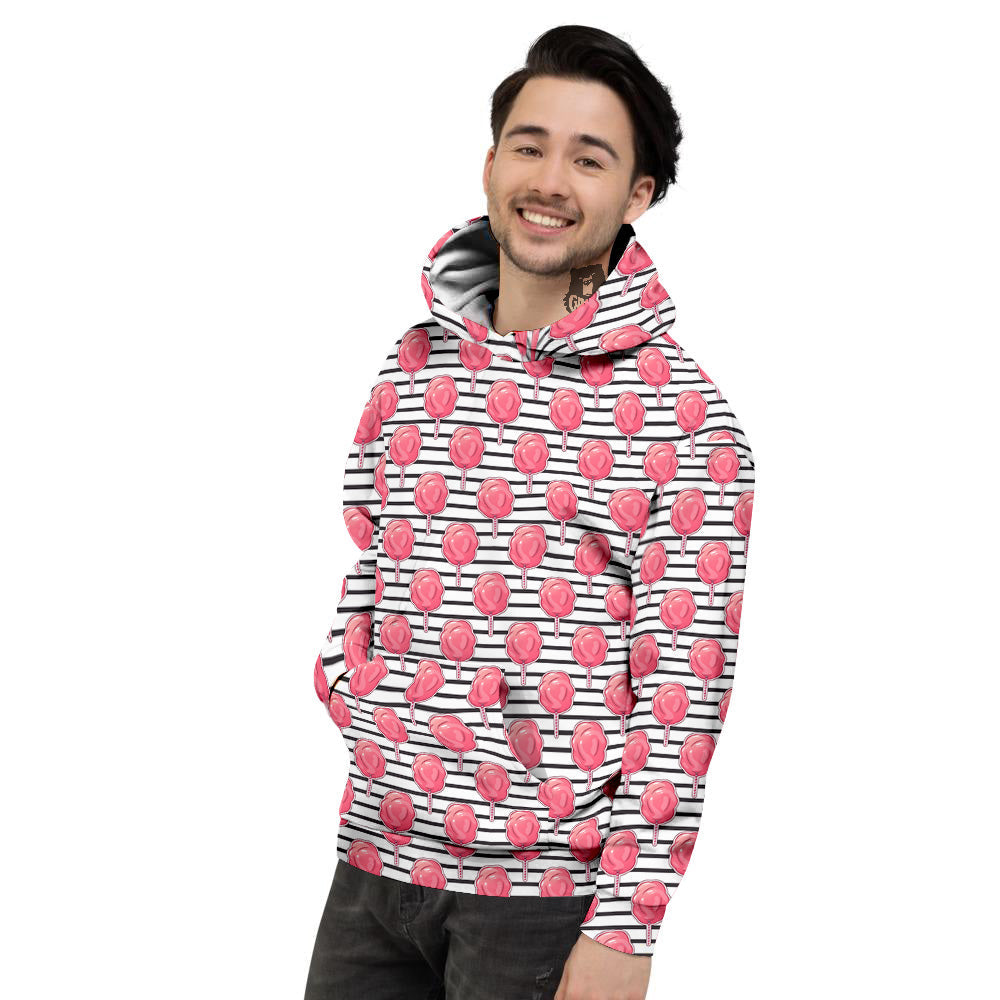 Striped Cotton Candy Print Pattern Men's Hoodie-grizzshop