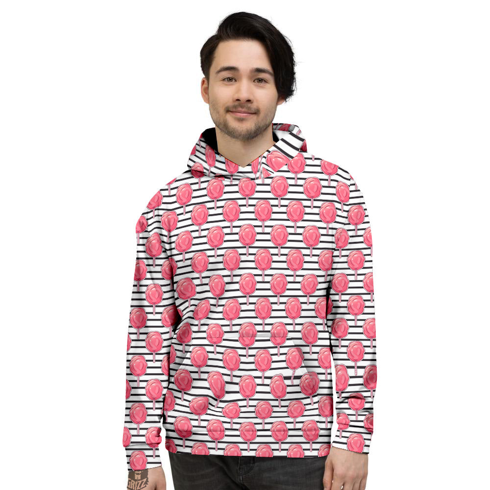 Striped Cotton Candy Print Pattern Men's Hoodie-grizzshop