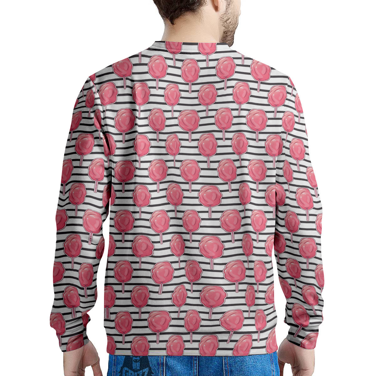 Striped Cotton Candy Print Pattern Men's Sweatshirt-grizzshop