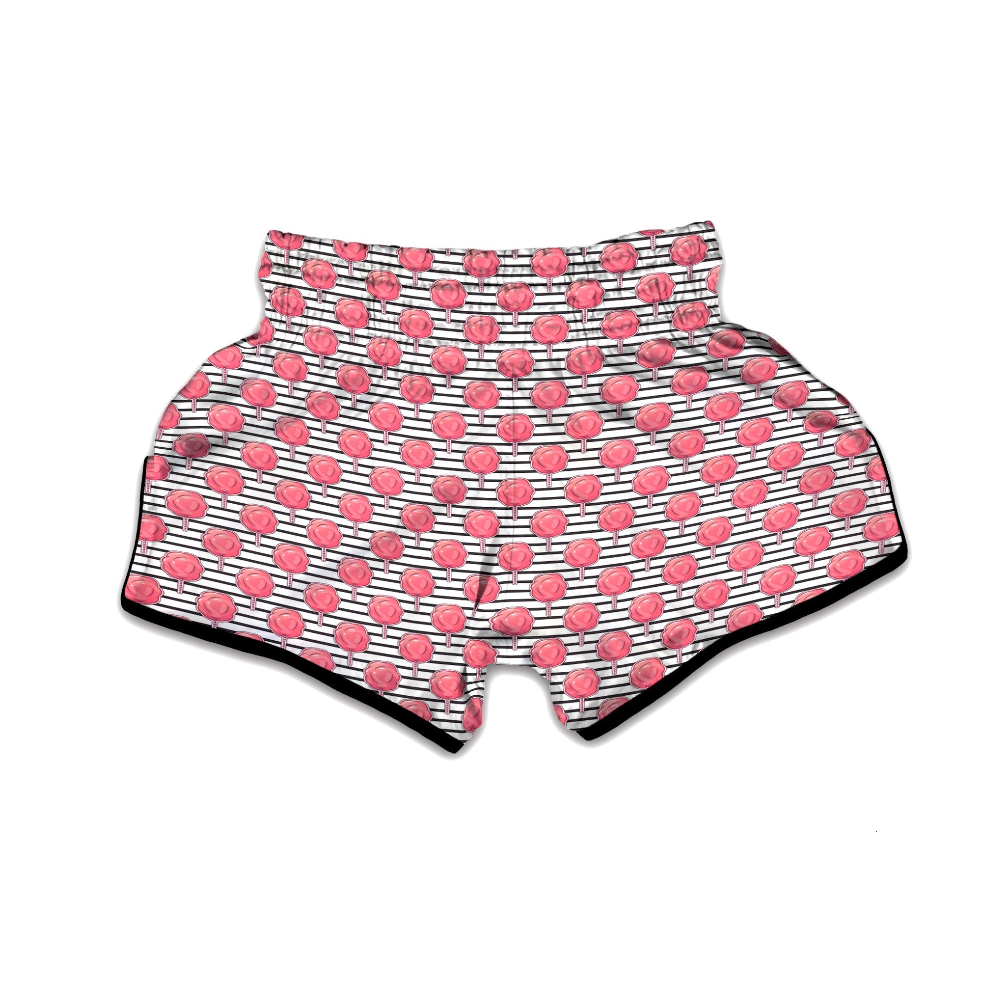 Striped Cotton Candy Print Pattern Muay Thai Boxing Shorts-grizzshop