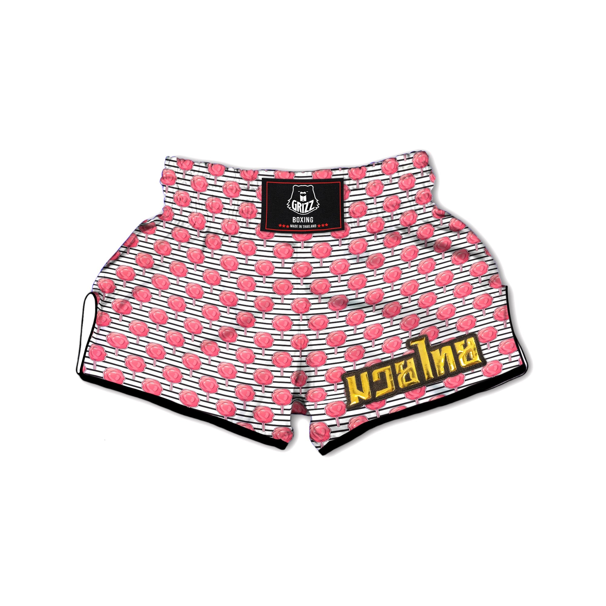 Striped Cotton Candy Print Pattern Muay Thai Boxing Shorts-grizzshop