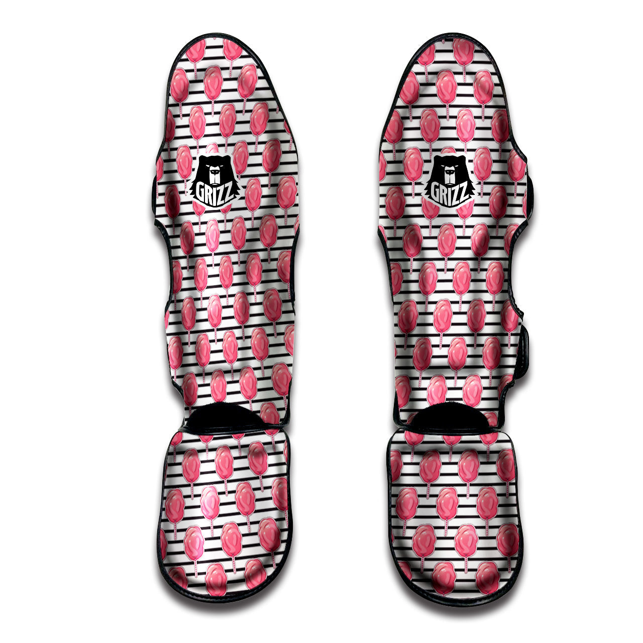 Striped Cotton Candy Print Pattern Muay Thai Shin Guards-grizzshop