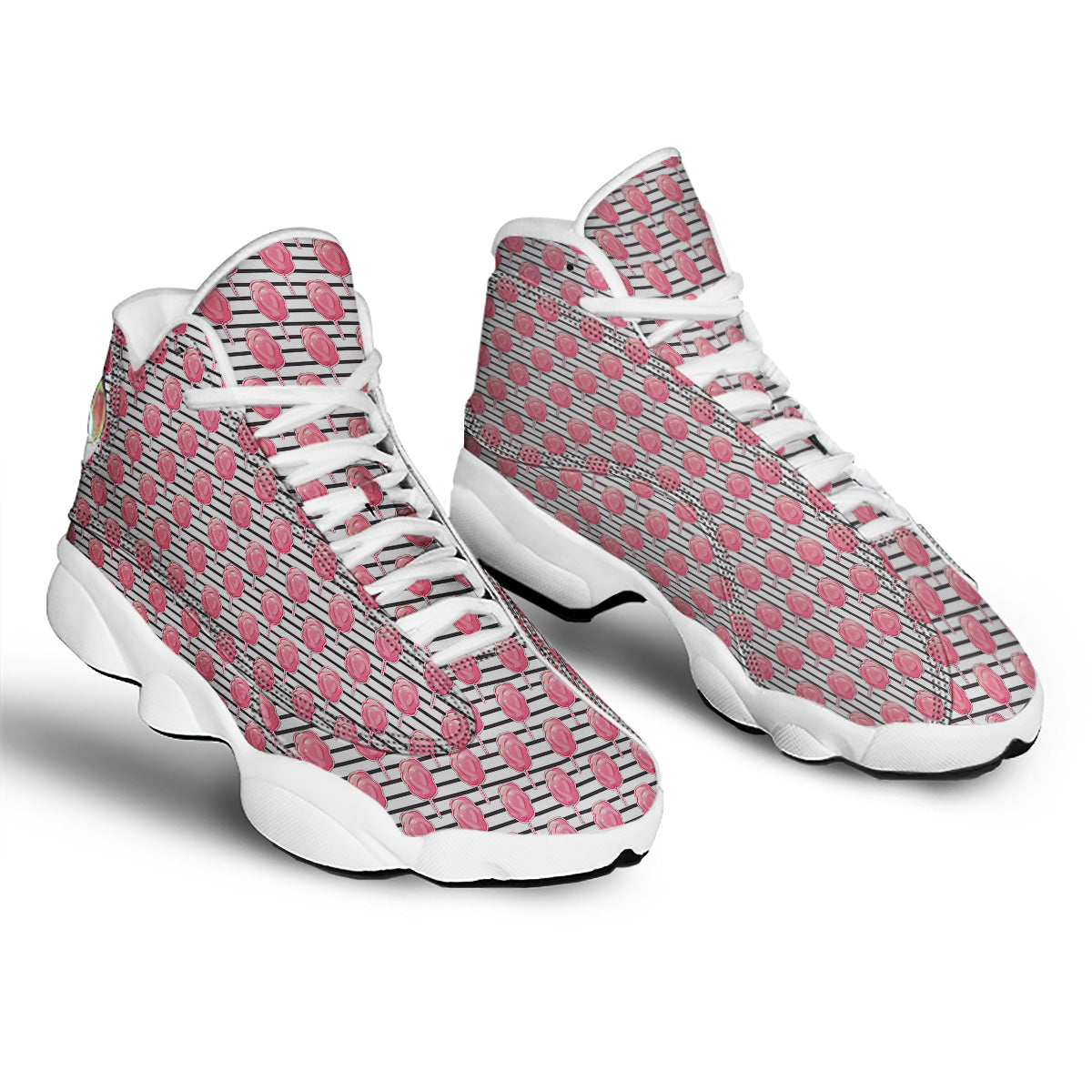 Striped Cotton Candy Print Pattern White Basketball Shoes-grizzshop