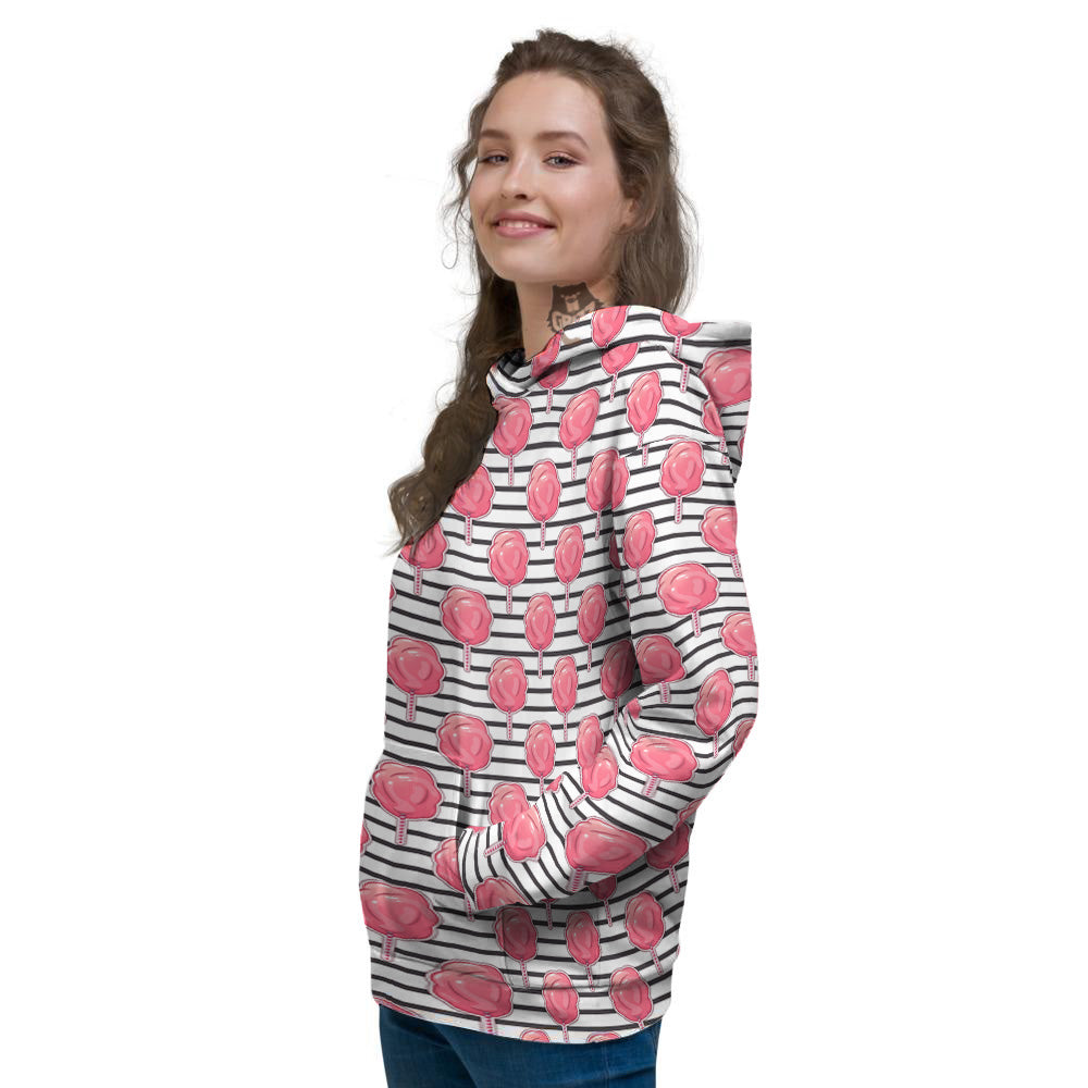 Striped Cotton Candy Print Pattern Women's Hoodie-grizzshop