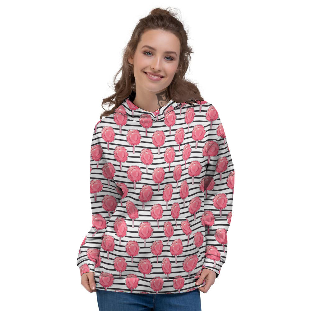Striped Cotton Candy Print Pattern Women's Hoodie-grizzshop