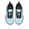 Striped Cyan And White Print Pattern Black Sneaker-grizzshop