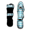 Striped Cyan And White Print Pattern Muay Thai Shin Guards-grizzshop