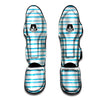 Striped Cyan And White Print Pattern Muay Thai Shin Guards-grizzshop