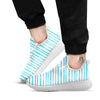 Striped Cyan And White Print Pattern White Athletic Shoes-grizzshop