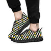 Striped Daffodil Yellow Print Pattern Black Sneaker-grizzshop