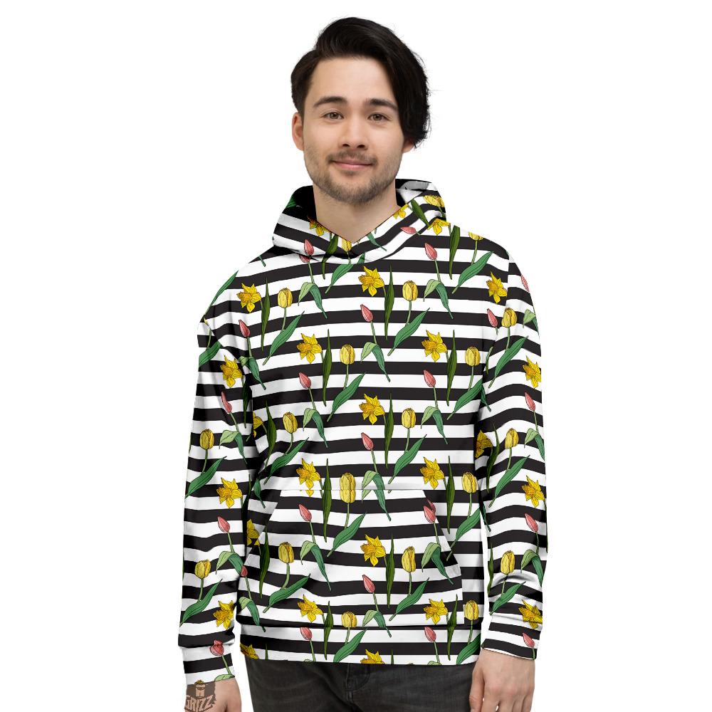 Striped Daffodil Yellow Print Pattern Men's Hoodie-grizzshop