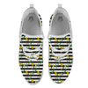 Striped Daffodil Yellow Print Pattern White Athletic Shoes-grizzshop