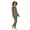 Striped Daffodil Yellow Print Pattern Women's Pajamas-grizzshop