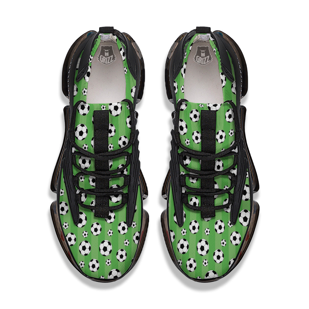 Striped Green Football Print Pattern Black Gym Shoes-grizzshop