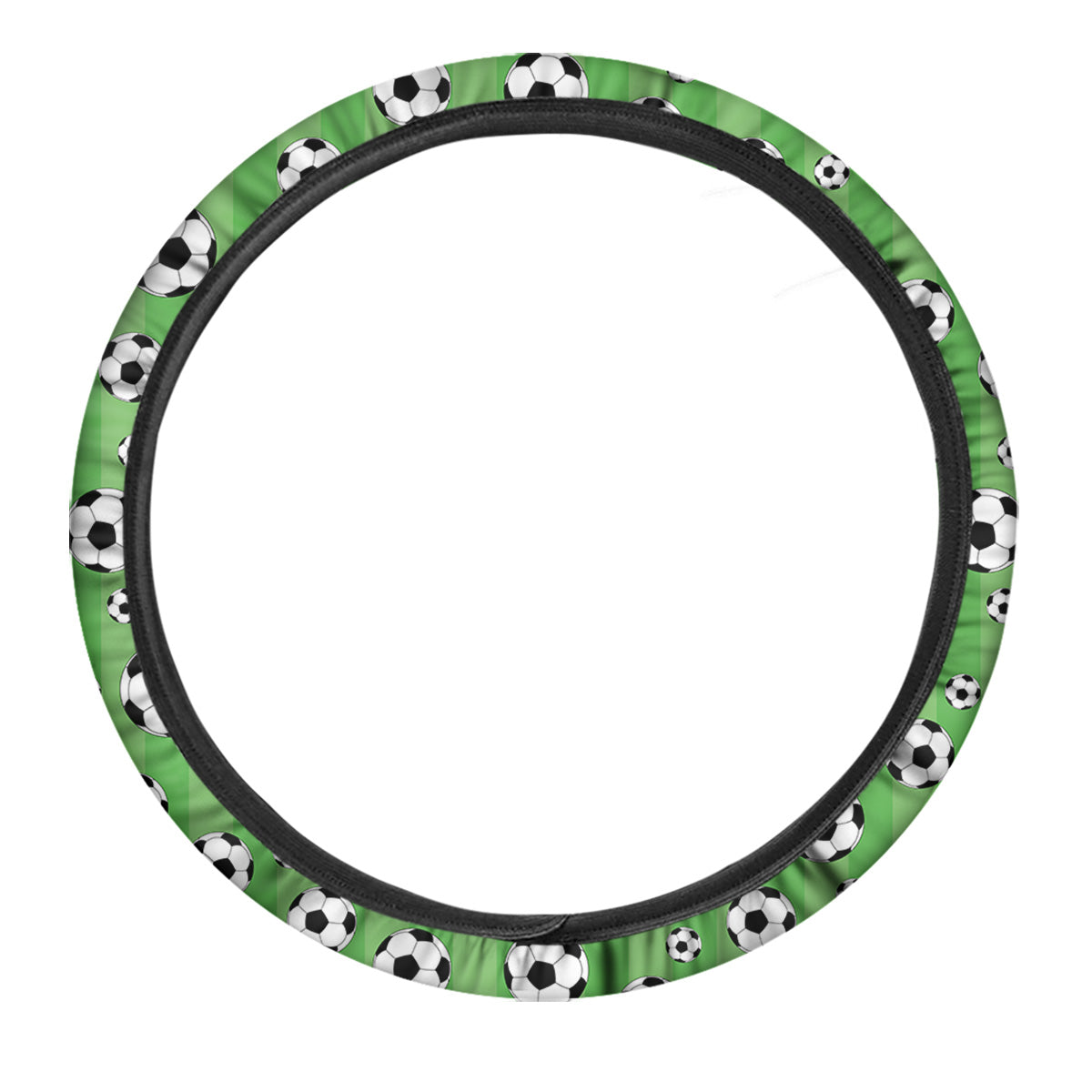 Striped Green Football Print Pattern Car Steering Wheel Cover-grizzshop