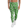 Striped Green Football Print Pattern Men's Leggings-grizzshop