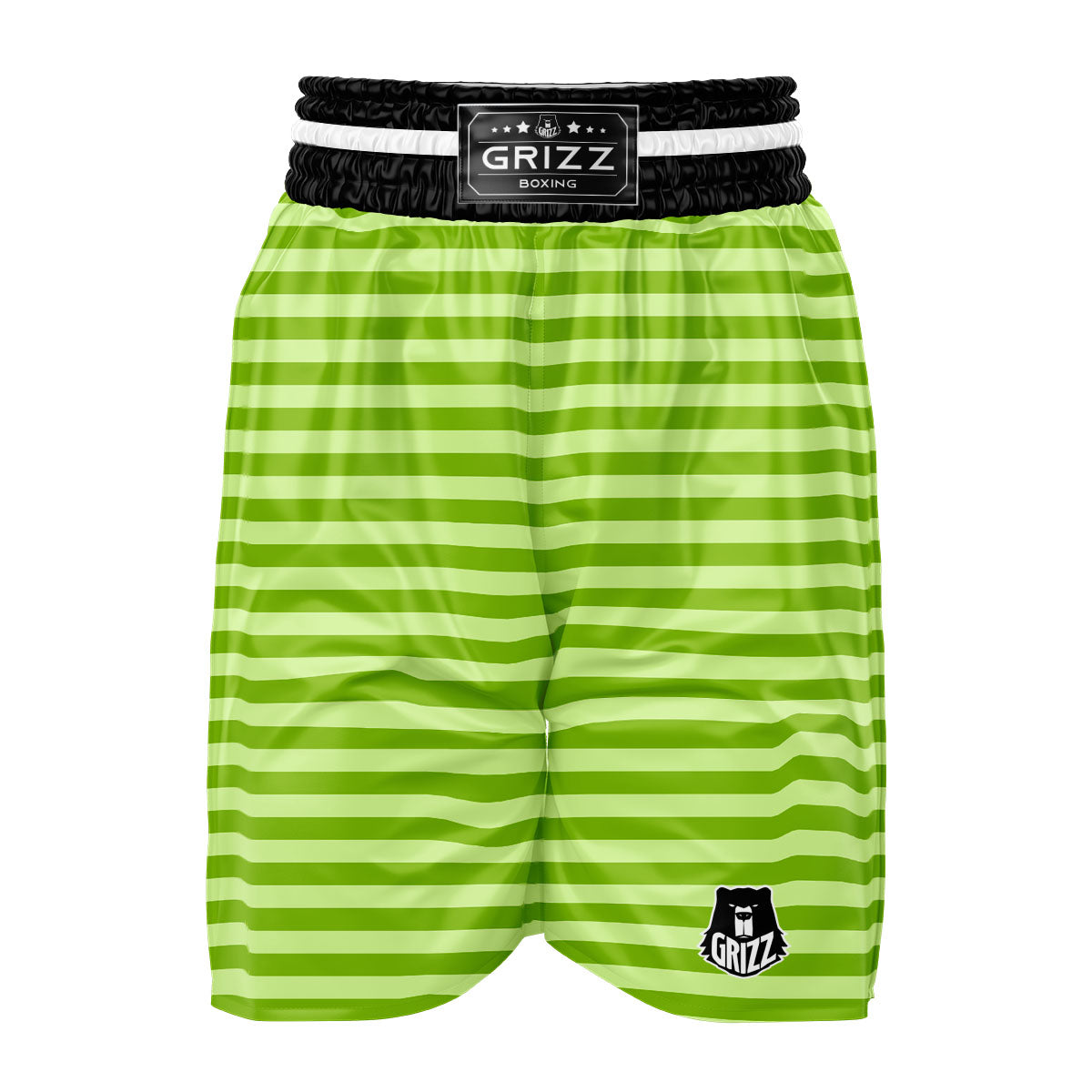 Striped Green Print Pattern Boxing Shorts-grizzshop