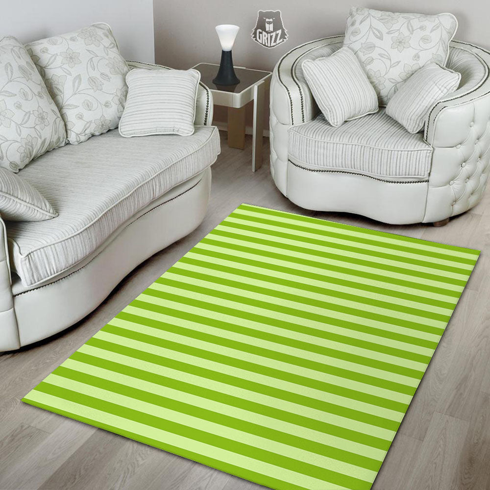 Striped Green Print Pattern Floor Mat-grizzshop