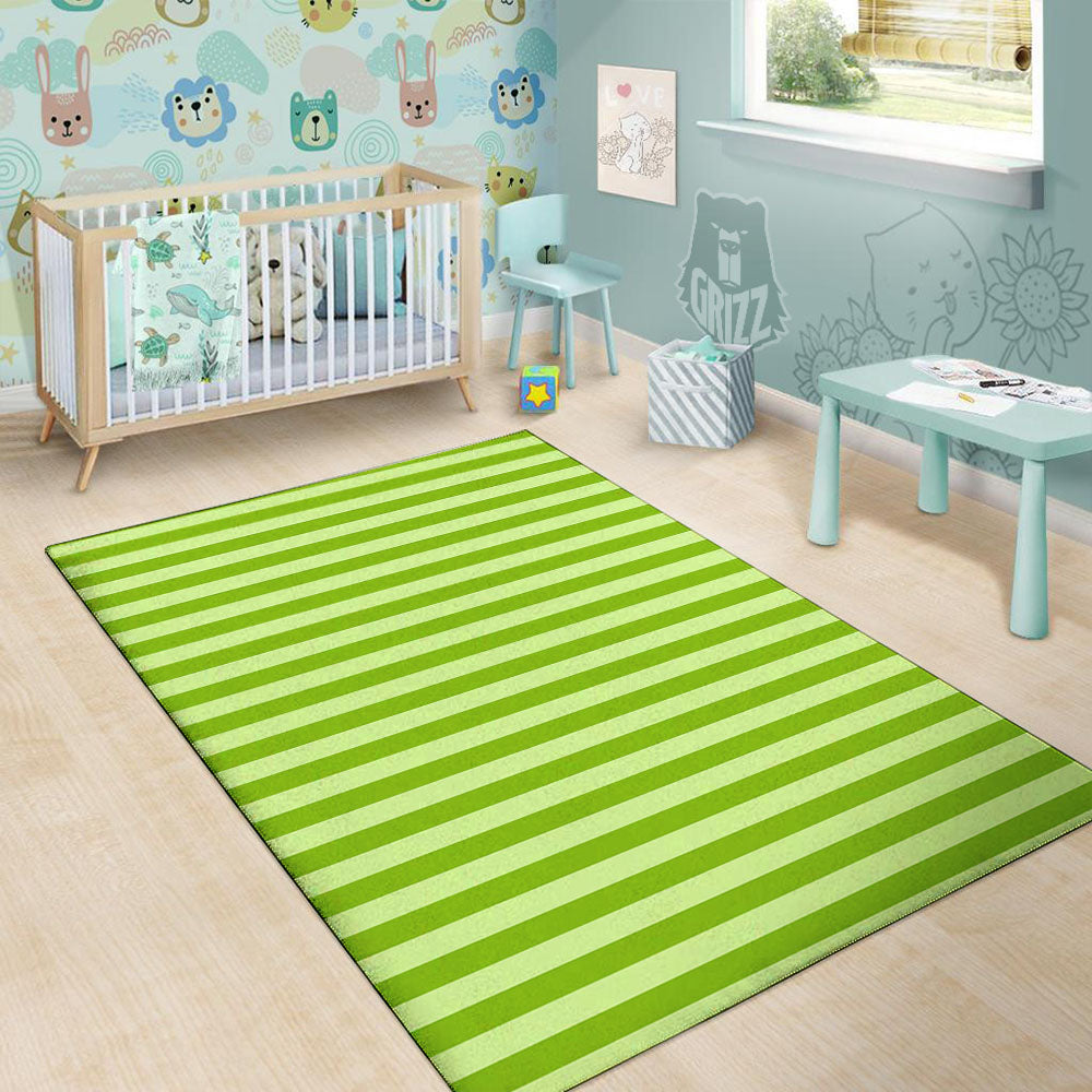 Striped Green Print Pattern Floor Mat-grizzshop