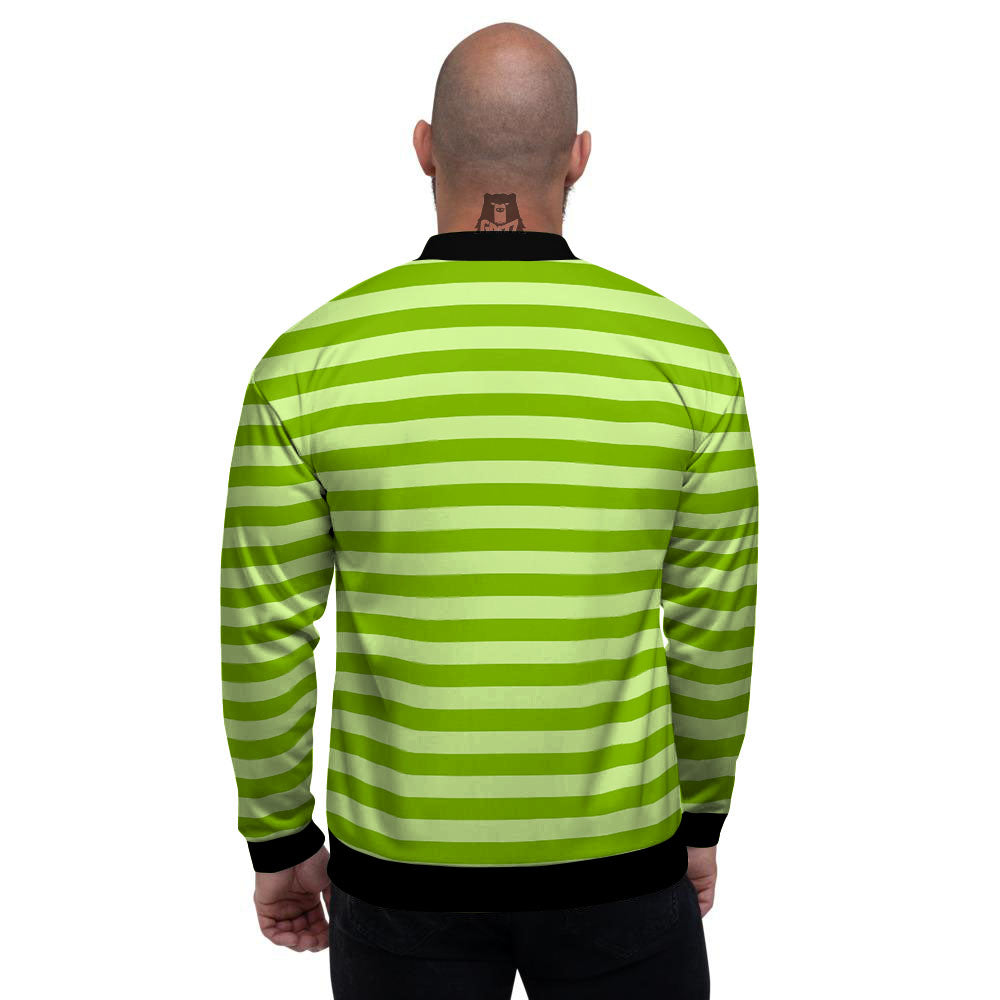 Striped Green Print Pattern Men's Bomber Jacket-grizzshop