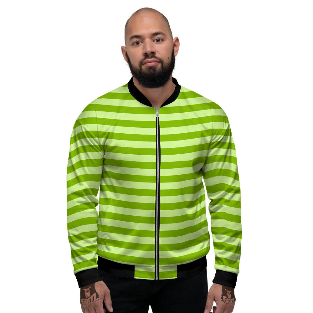 Striped Green Print Pattern Men's Bomber Jacket-grizzshop