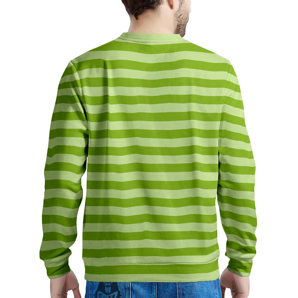 Striped Green Print Pattern Men's Sweatshirt-grizzshop