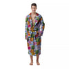 Striped Hibiscus And Pineapple Print Men's Robe-grizzshop