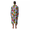 Striped Hibiscus And Pineapple Print Men's Robe-grizzshop