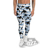 Striped Killer Whale Blue Print Pattern Men's Leggings-grizzshop