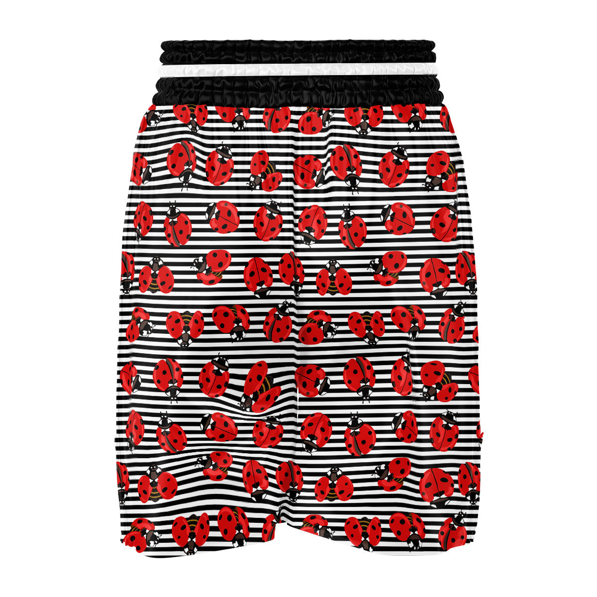 Striped Ladybug Print Pattern Boxing Shorts-grizzshop