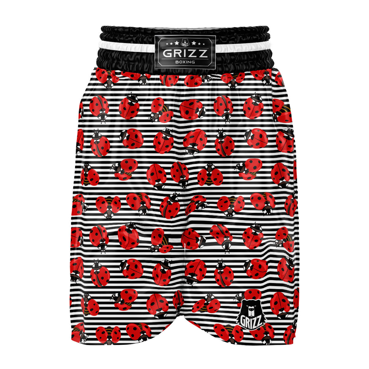 Striped Ladybug Print Pattern Boxing Shorts-grizzshop
