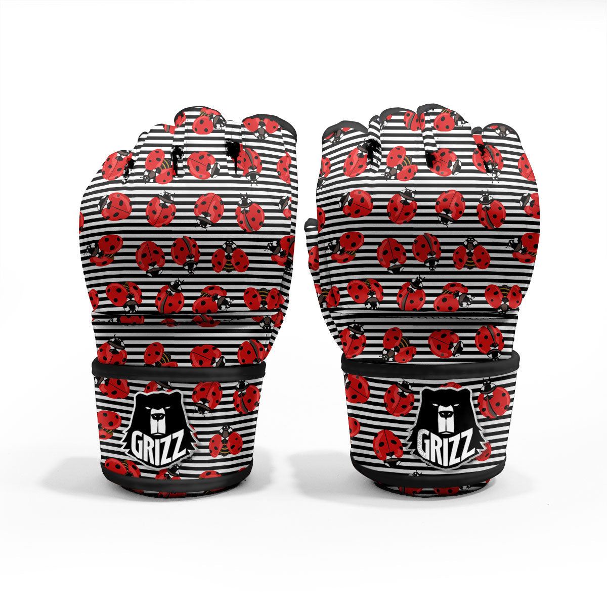 Striped Ladybug Print Pattern MMA Gloves-grizzshop