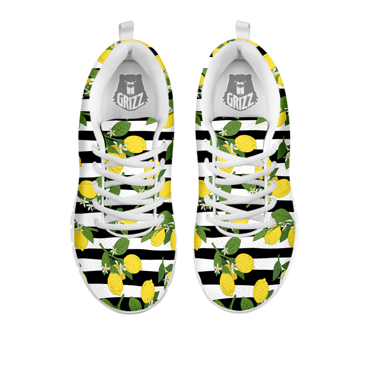 Striped Lemon Print Pattern White Sneaker-grizzshop
