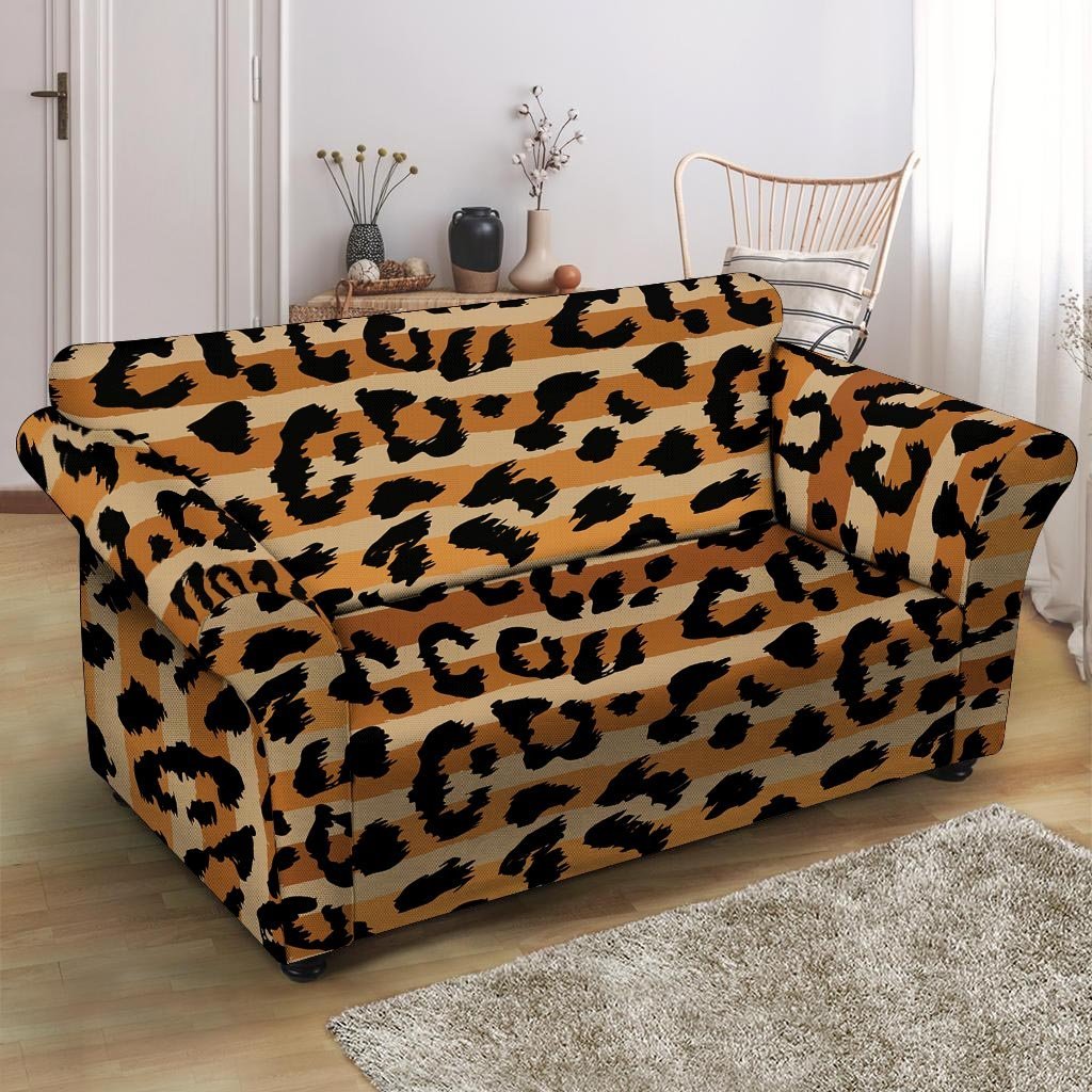 Striped Leopard Loveseat Cover-grizzshop