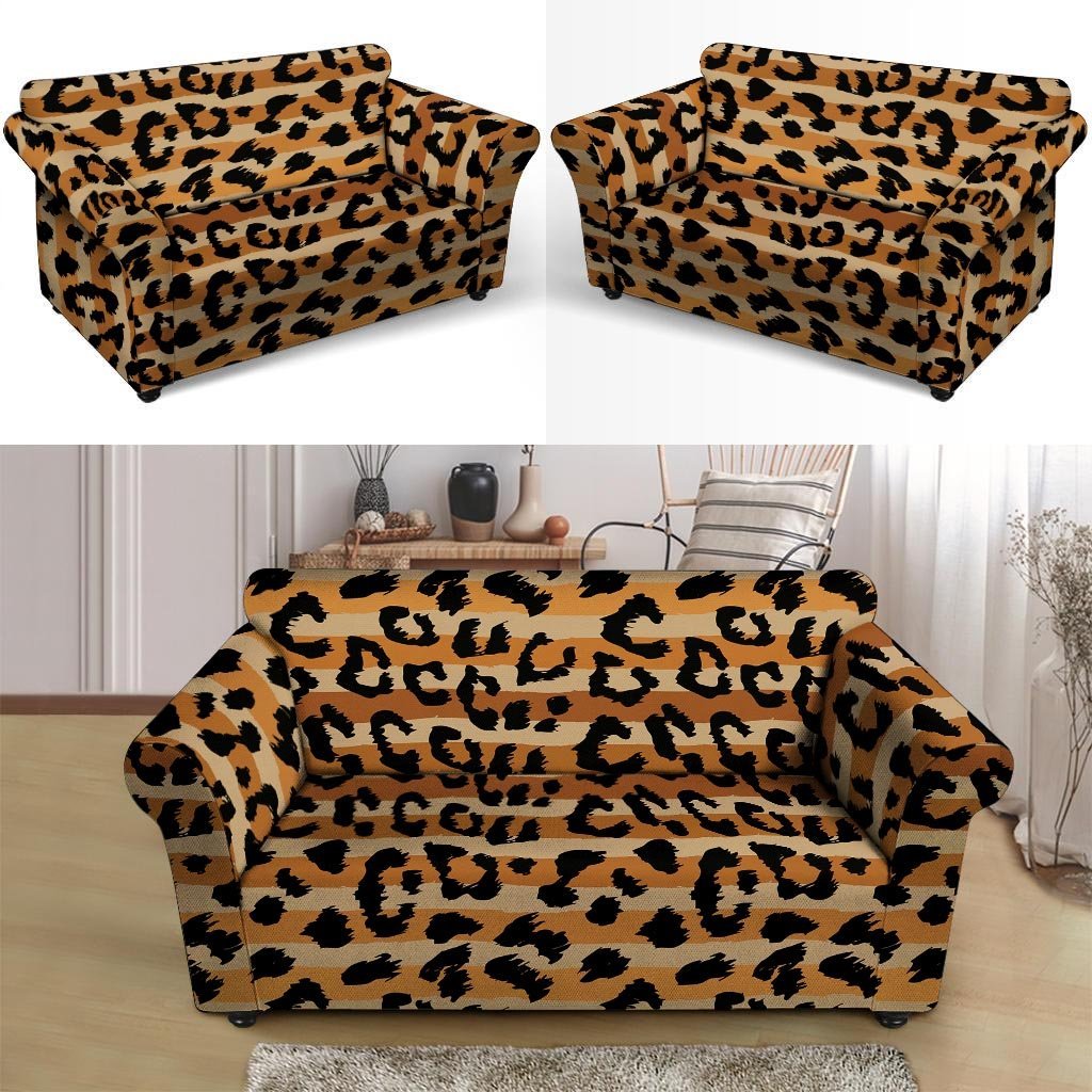 Striped Leopard Loveseat Cover-grizzshop