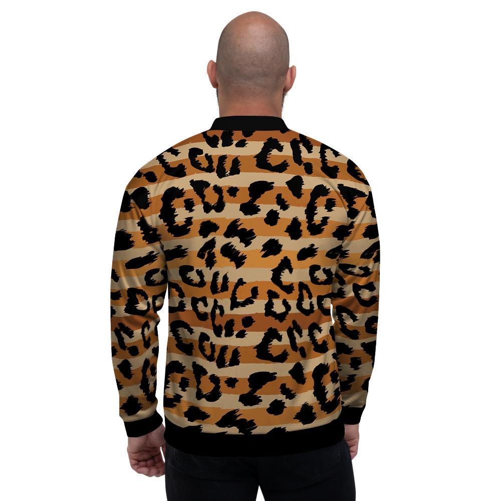 Striped Leopard Men's Bomber Jacket-grizzshop