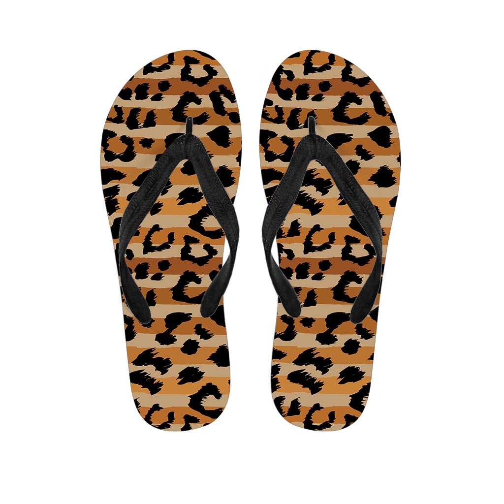 Striped Leopard Men's Flip Flops-grizzshop