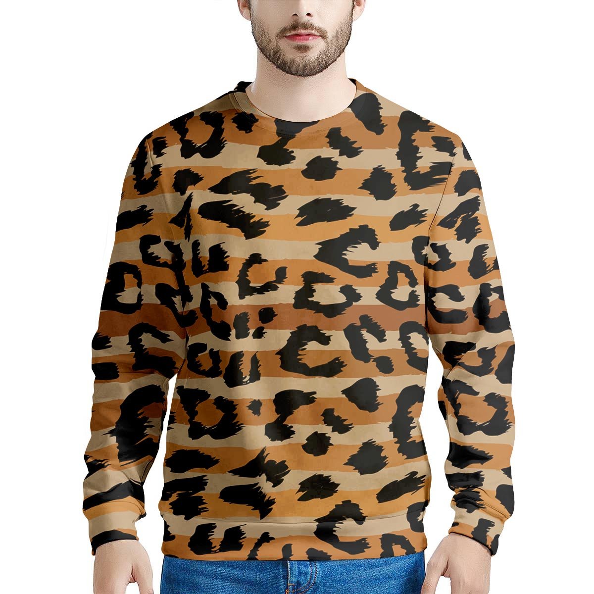 Striped Leopard Men's Sweatshirt-grizzshop