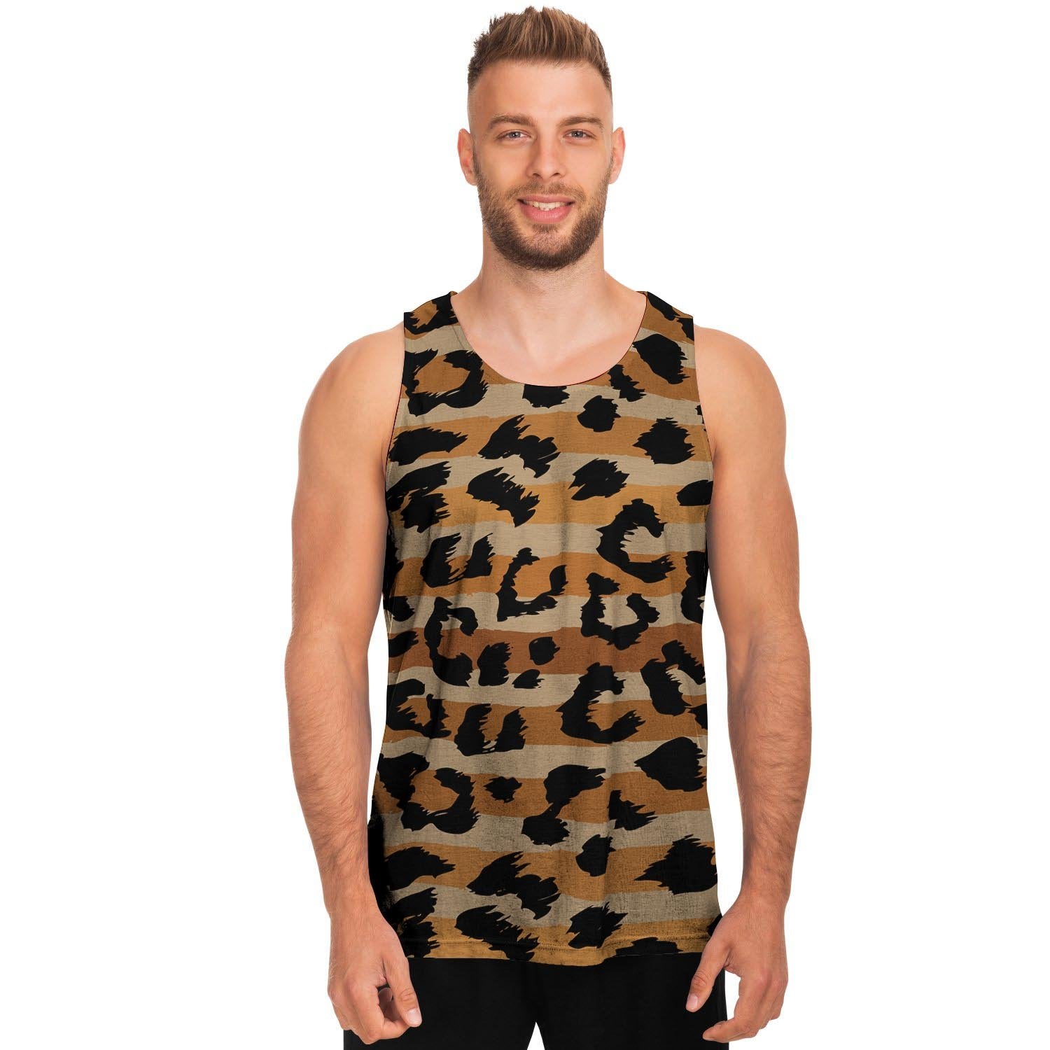 Striped Leopard Men's Tank Tops-grizzshop