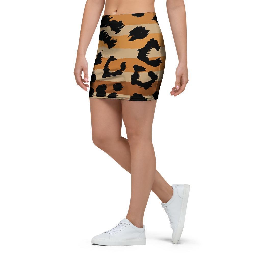 Striped Leopard Mini Skirt-grizzshop