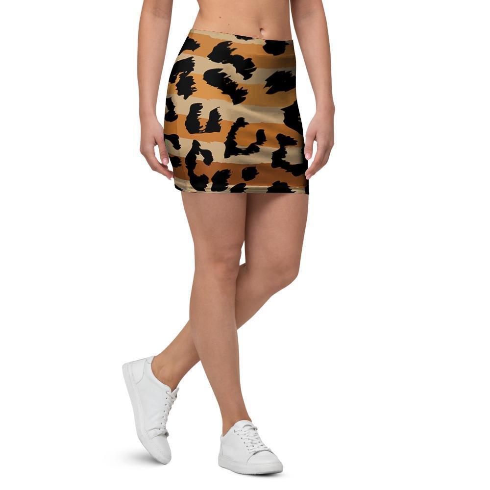 Striped Leopard Mini Skirt-grizzshop