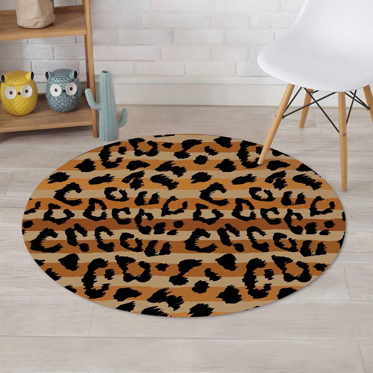 Striped Leopard Round Rug-grizzshop