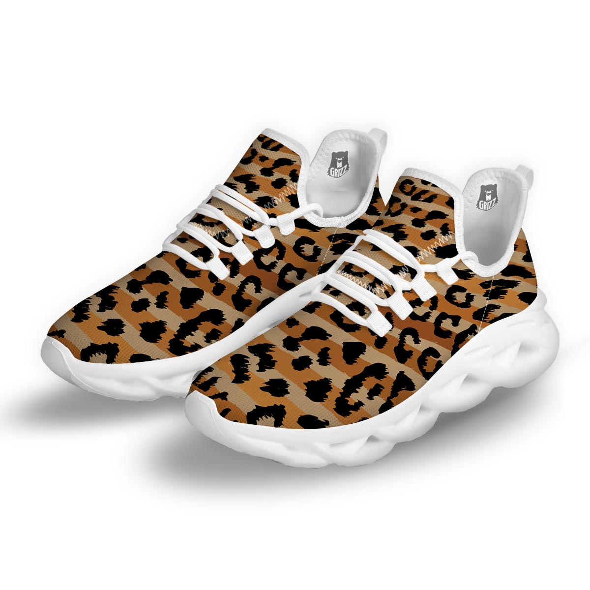 Striped Leopard White Running Shoes-grizzshop