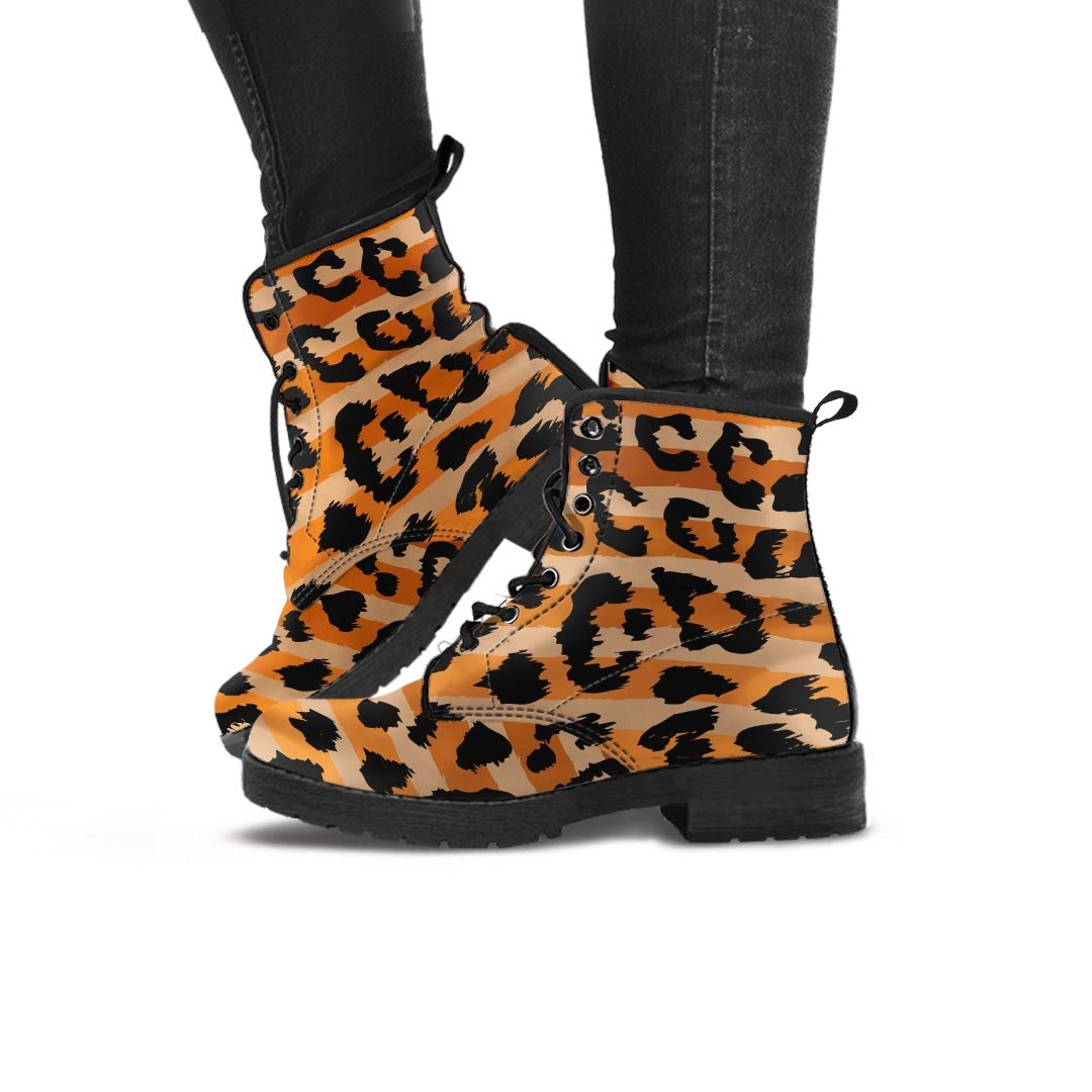 Striped Leopard Women's Boots-grizzshop