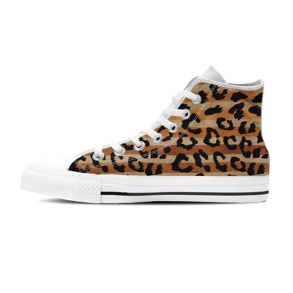 Striped Leopard Women's High Top Shoes-grizzshop