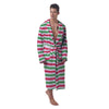 Striped Merry Christmas Print Pattern Men's Robe-grizzshop